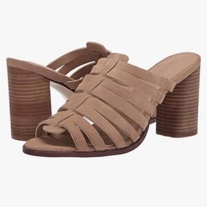 Crevo Tan Suede Strappy Block Heel Mules